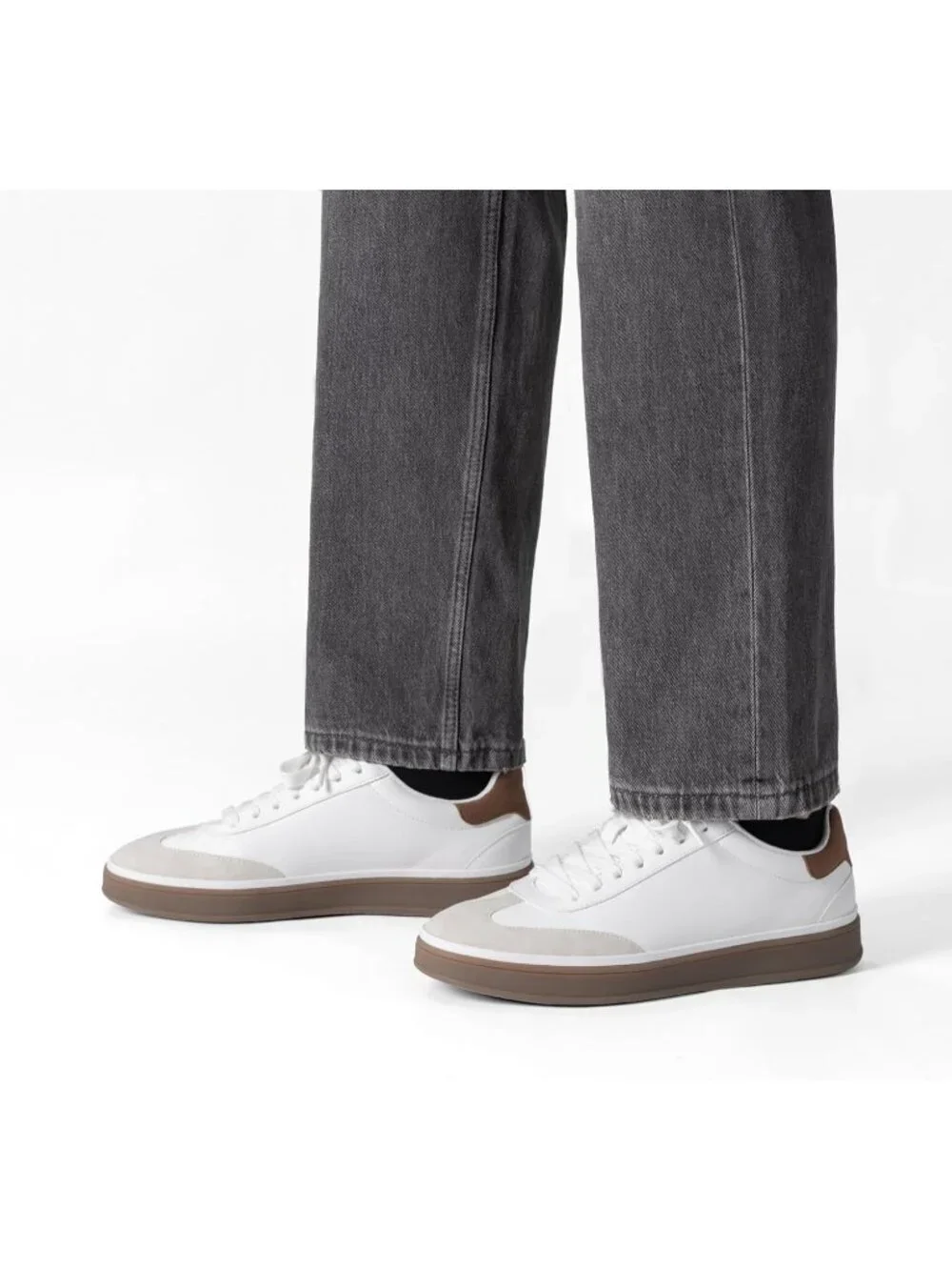 Men's White Faux Suede Rubber Casual Comfortable Business Fashion Sneakers